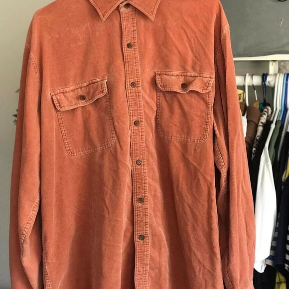 Lands' End Other - Lands end pink salmon colored color corduroy material fabric Button down up Coll